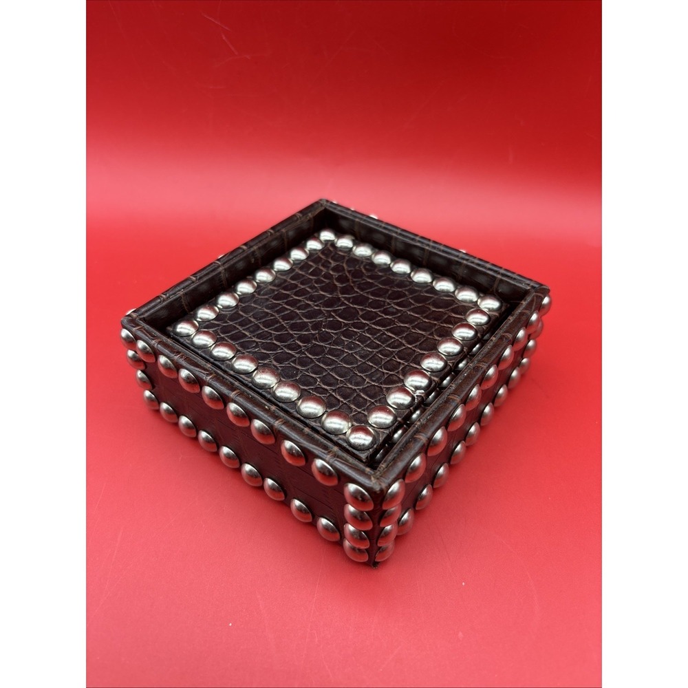 VTG Dransfield & Ross Crocodile Brown Coasters Set of 4 Barware